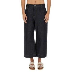 Studio Nicholson Wide-Leg Cropped Denim Trousers With Leather Label - NWT